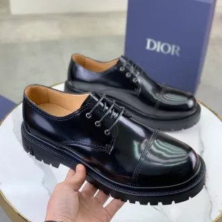 Dior B23 Black Cap-Toe Lug Sole Oxford Shoes