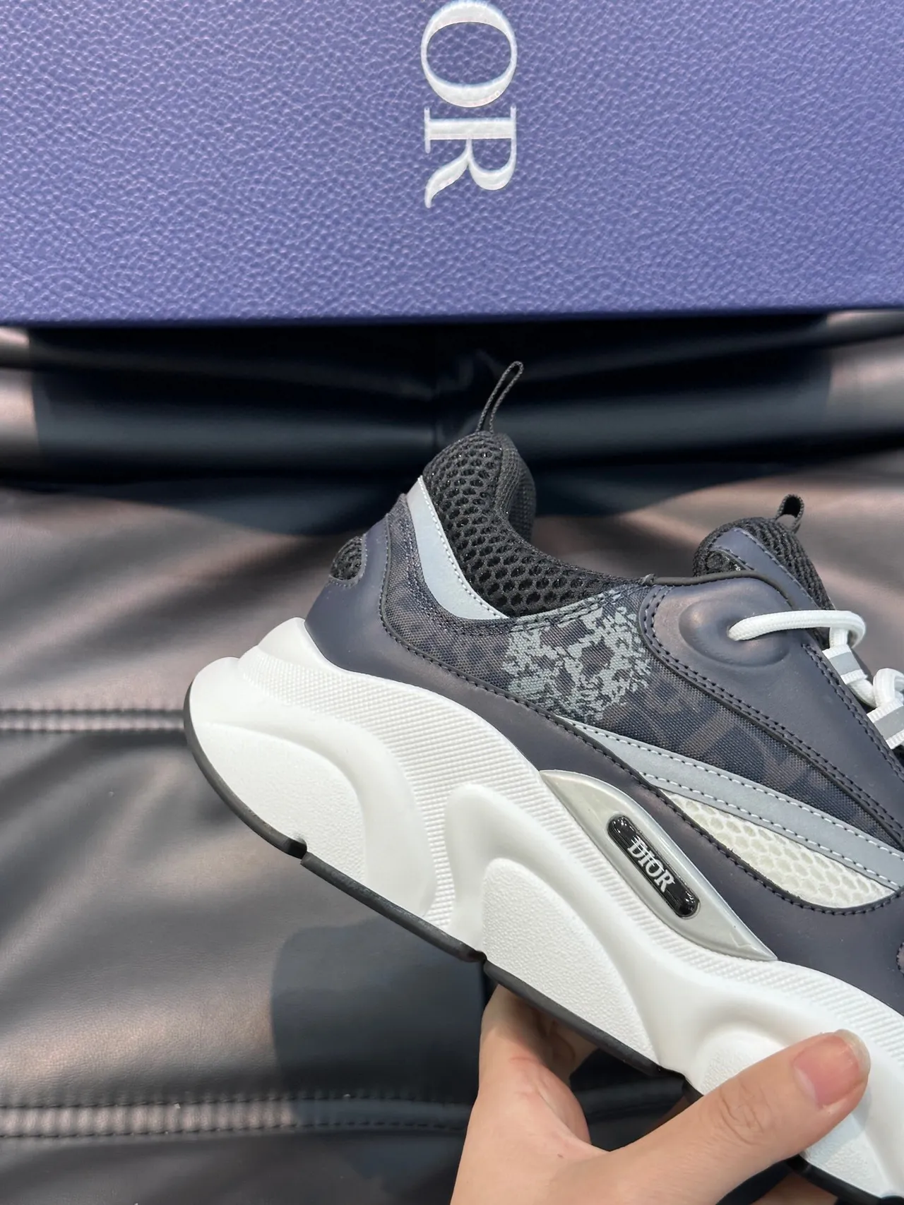 Dior B23 Gray and White Chunky Sneakers 7