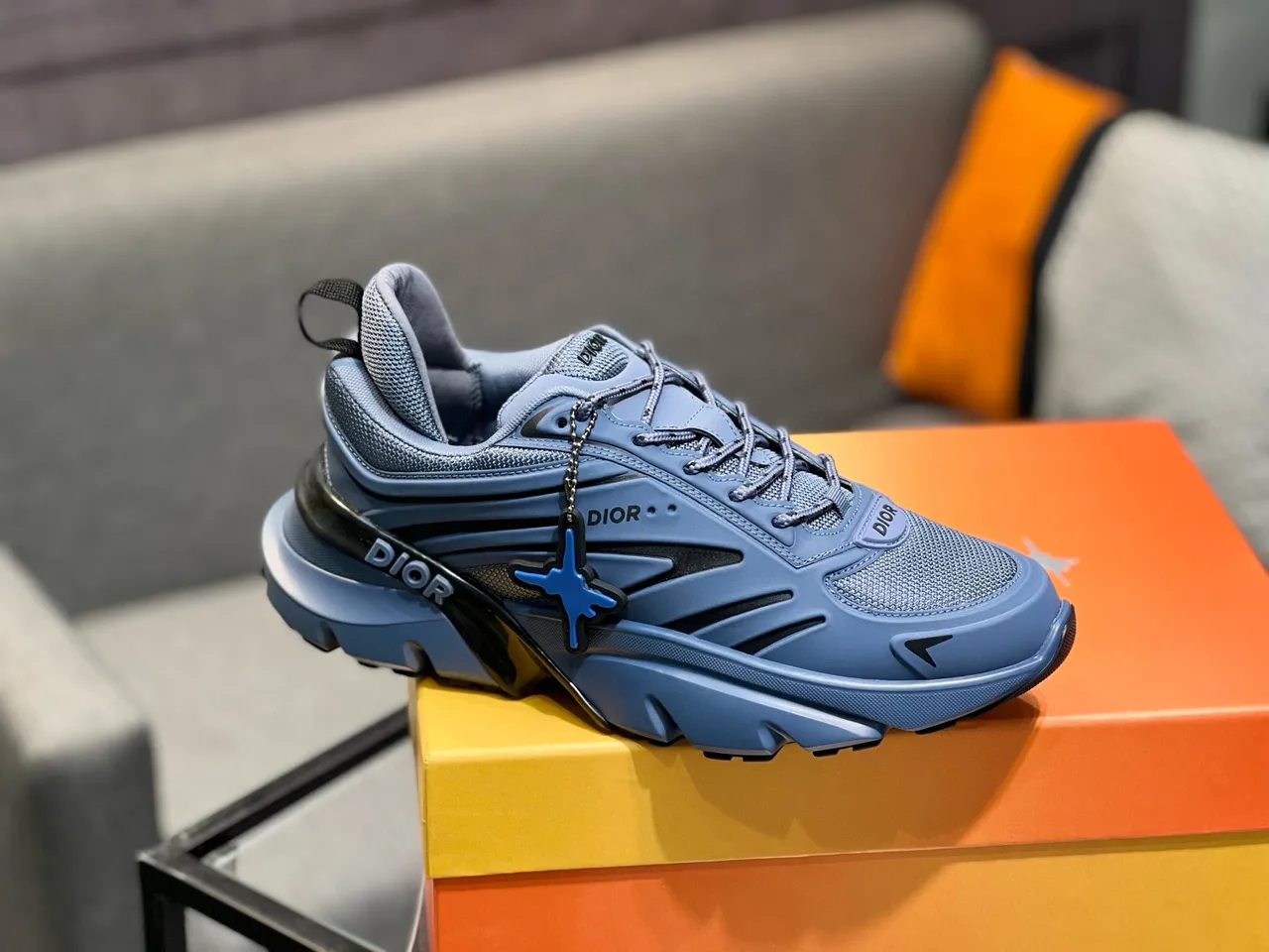 Dior B23 Gray Blue Chunky Sneakers 5