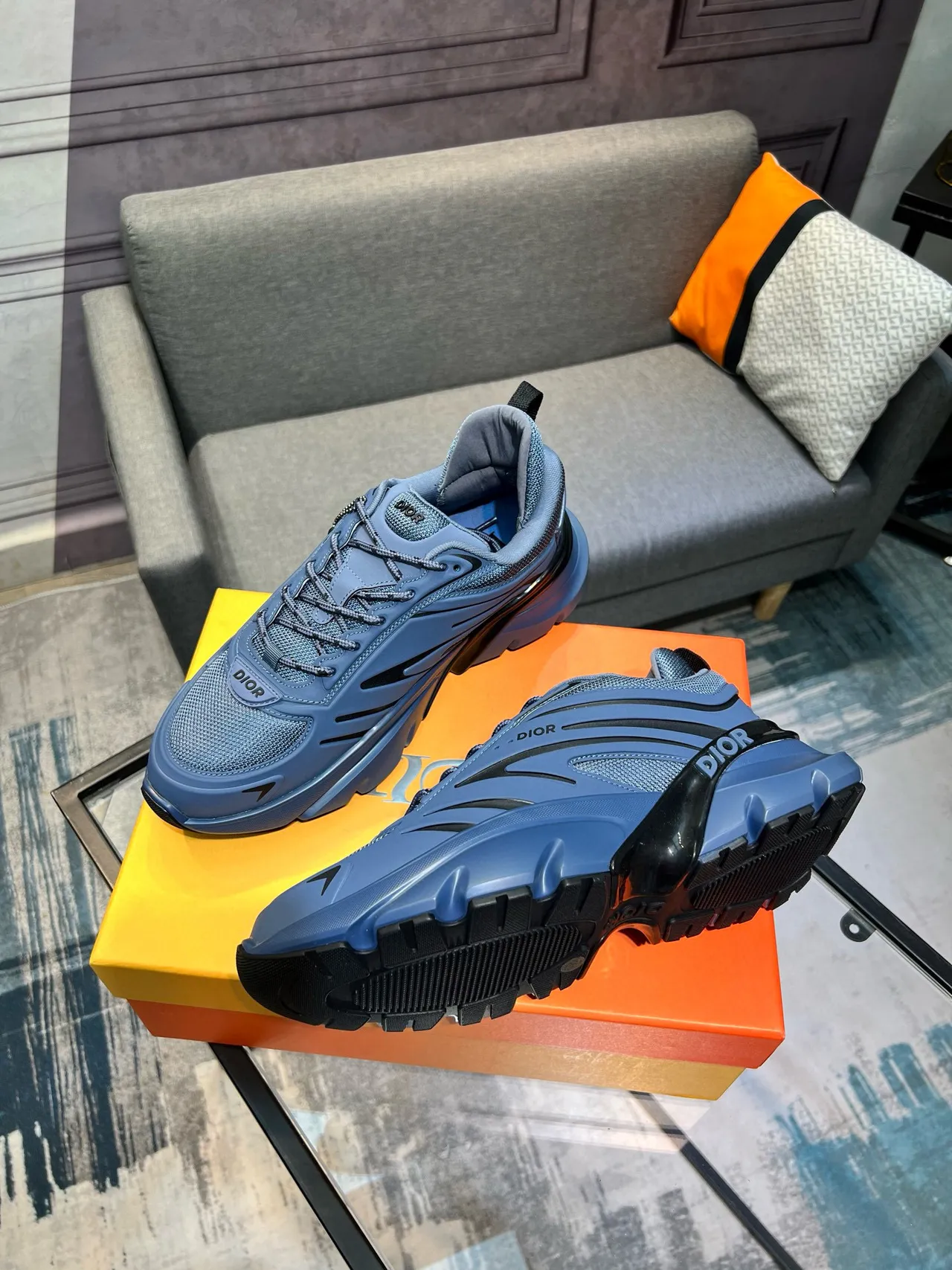 Dior B23 Gray Blue Chunky Sneakers 8