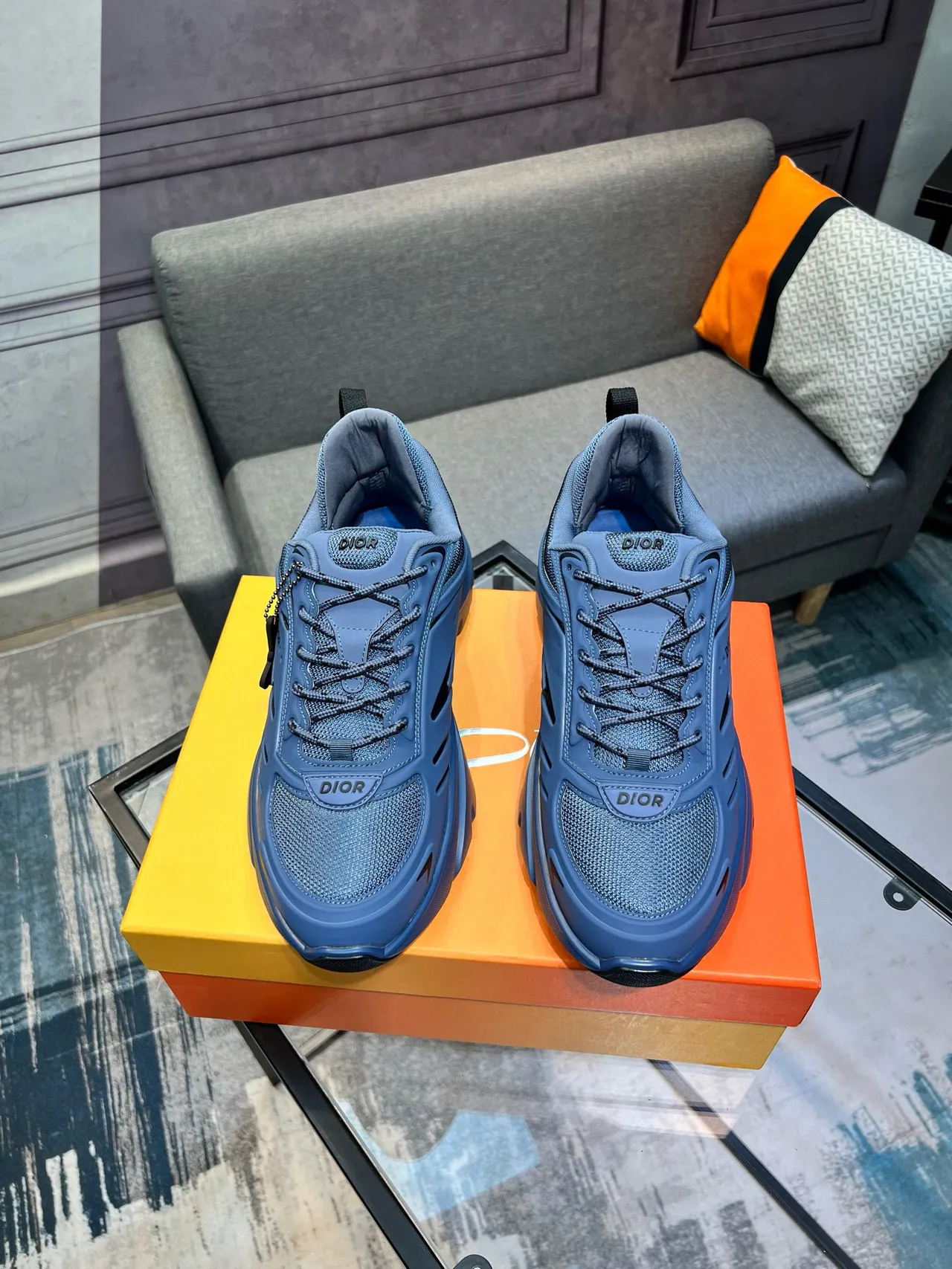 Dior B23 Gray Blue Chunky Sneakers 9