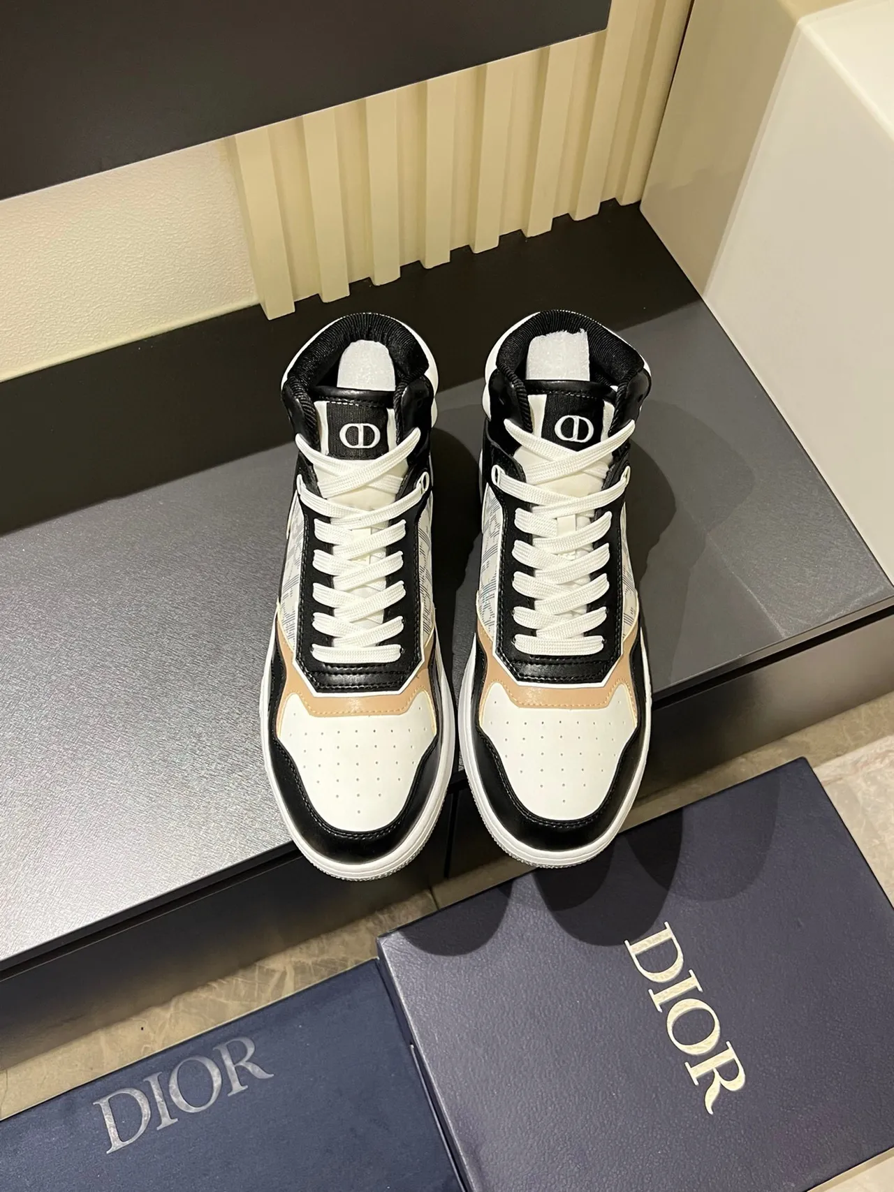 Dior B23 High-Top Monogram Panel Lifestyle Sneakers 2