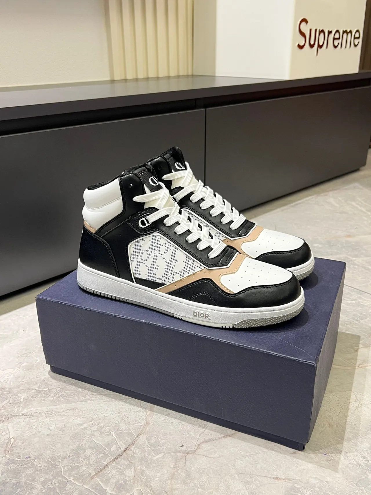 Dior B23 High-Top Monogram Panel Lifestyle Sneakers 3