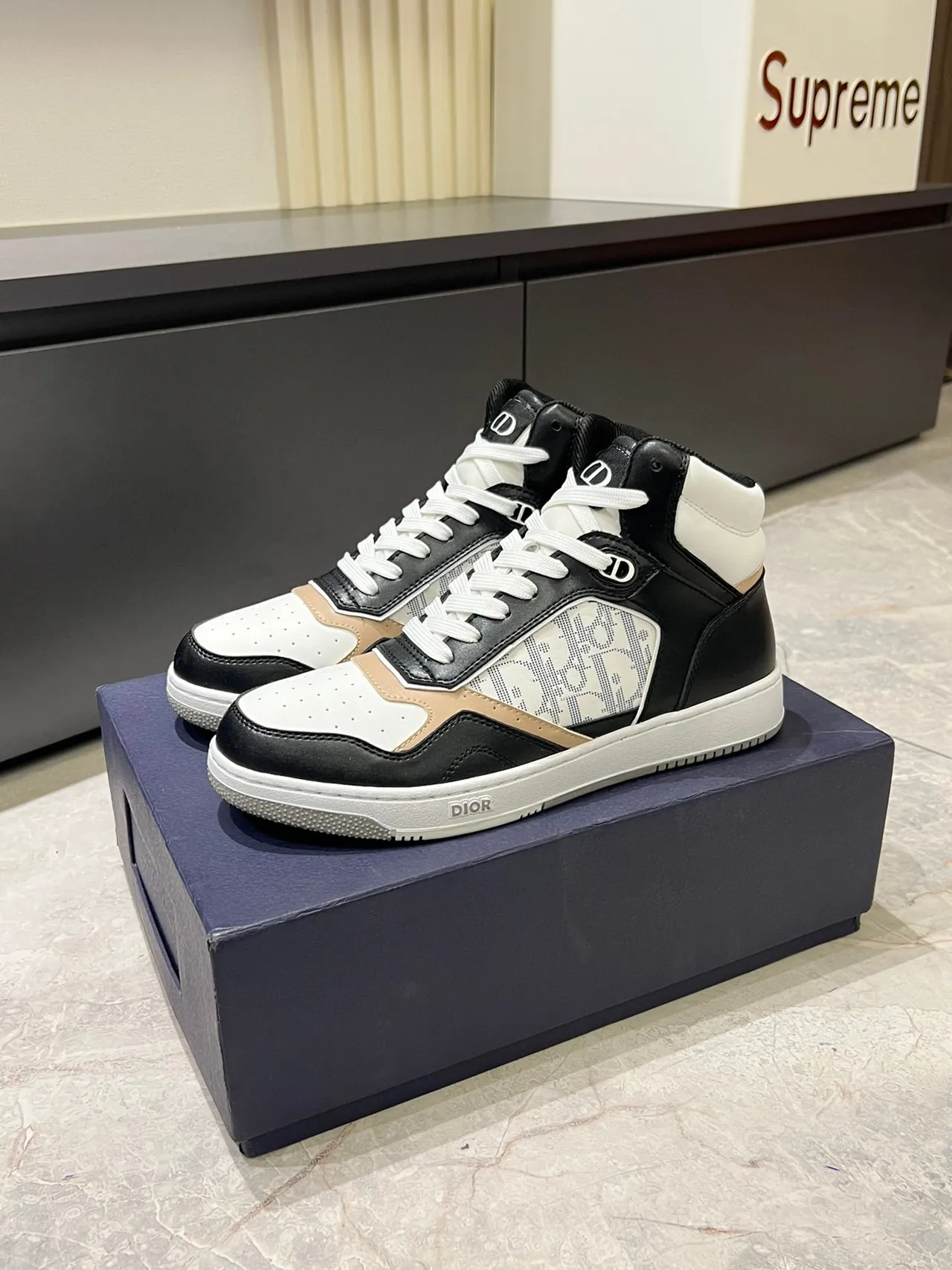 Dior B23 High-Top Monogram Panel Lifestyle Sneakers 4