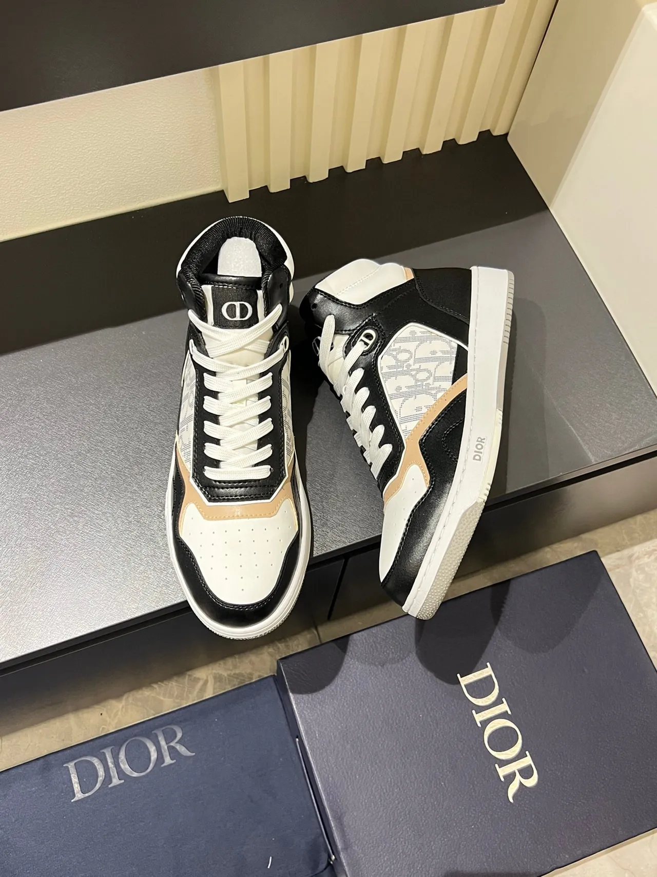 Dior B23 High-Top Monogram Panel Lifestyle Sneakers 5