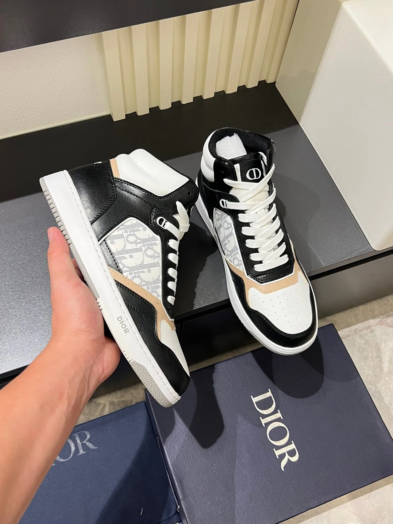 Dior B23 High-Top Monogram Panel Lifestyle Sneakers 6