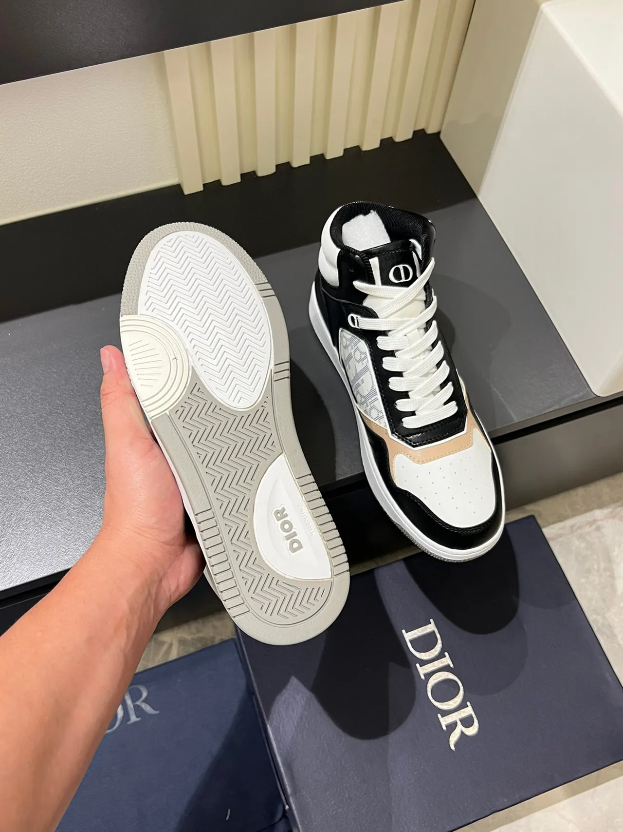 Dior B23 High-Top Monogram Panel Lifestyle Sneakers 7