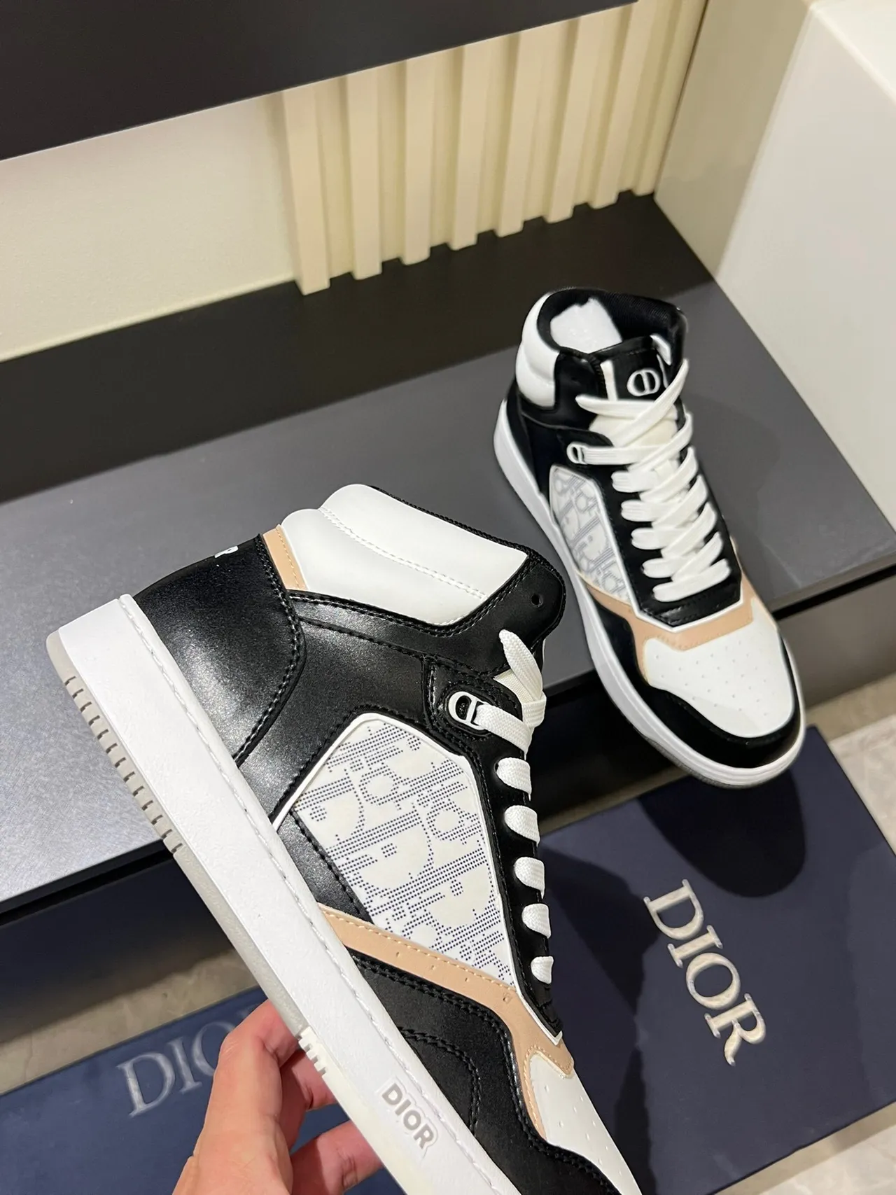 Dior B23 High-Top Monogram Panel Lifestyle Sneakers 8