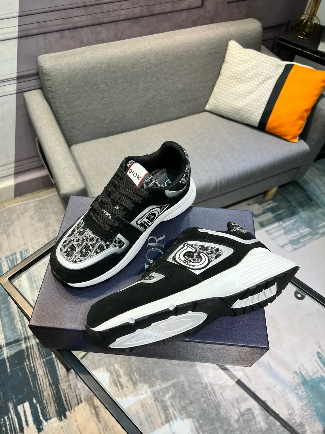 Dior B23 Leopard-Print Black and White Lifestyle Sneakers 4