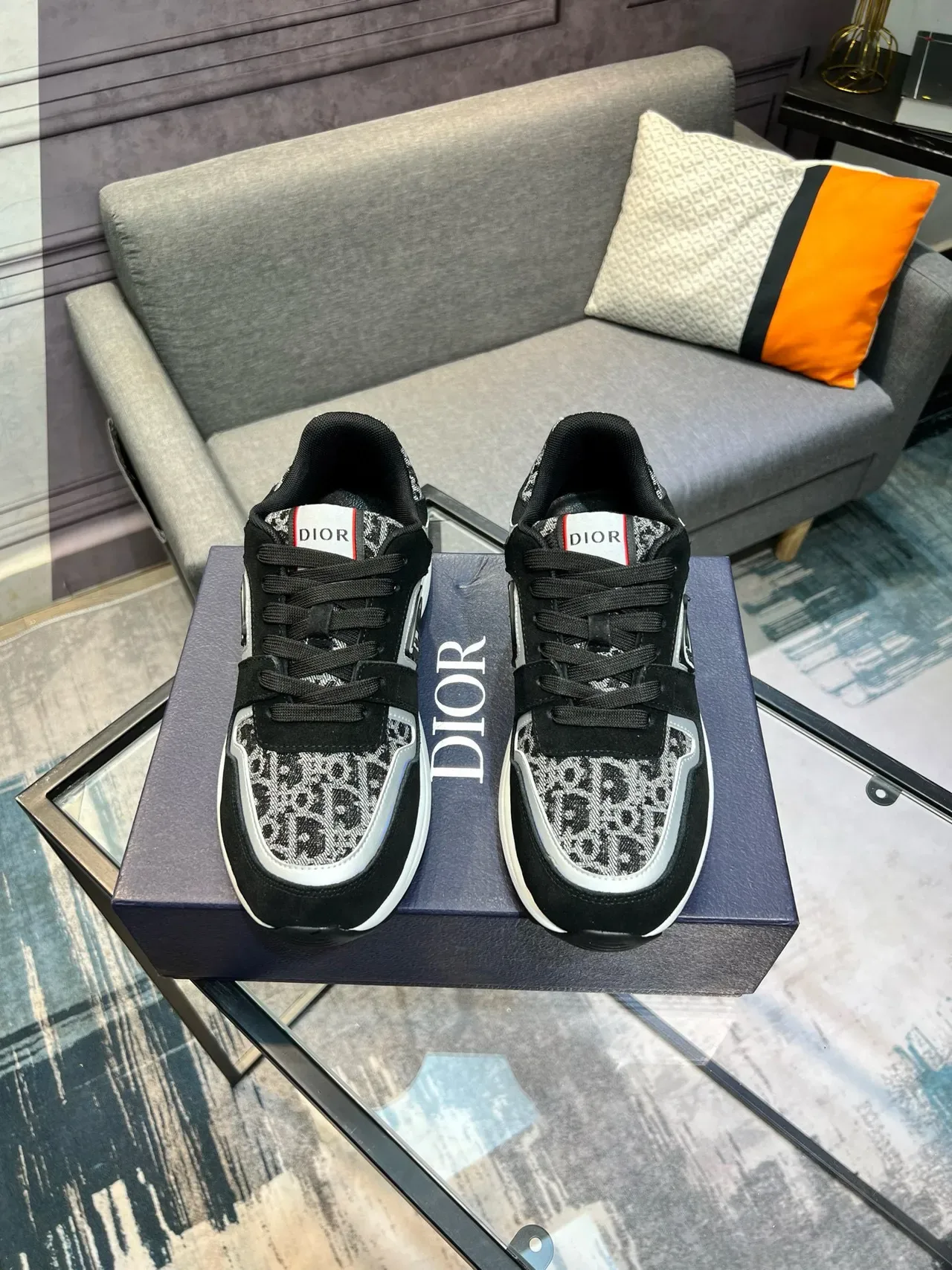 Dior B23 Leopard-Print Black and White Lifestyle Sneakers 5