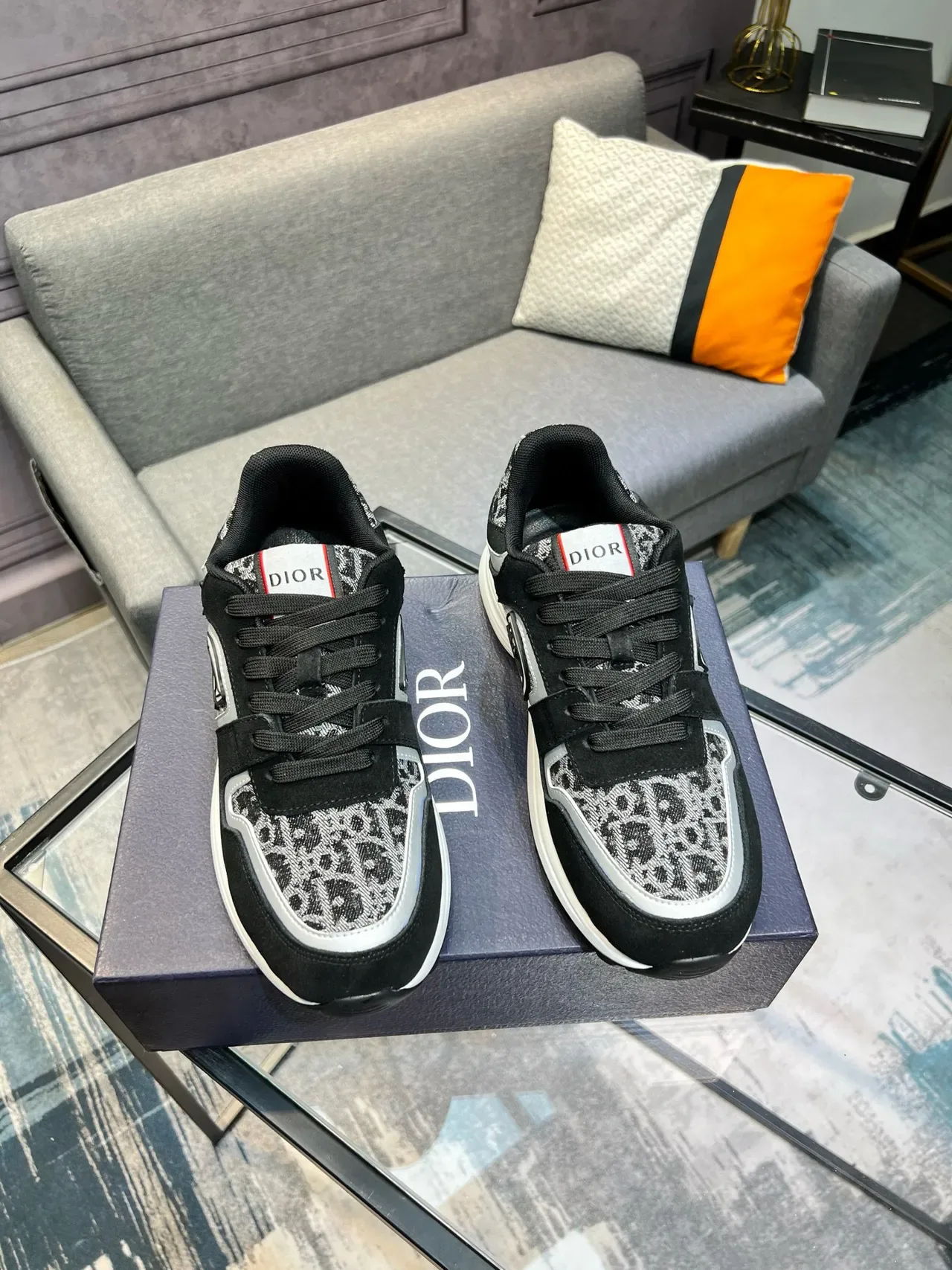 Dior B23 Leopard-Print Black and White Lifestyle Sneakers 8