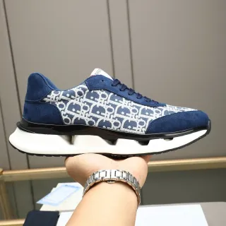 Dior B23 Navy Blue and White Monogram Lifestyle Sneakers