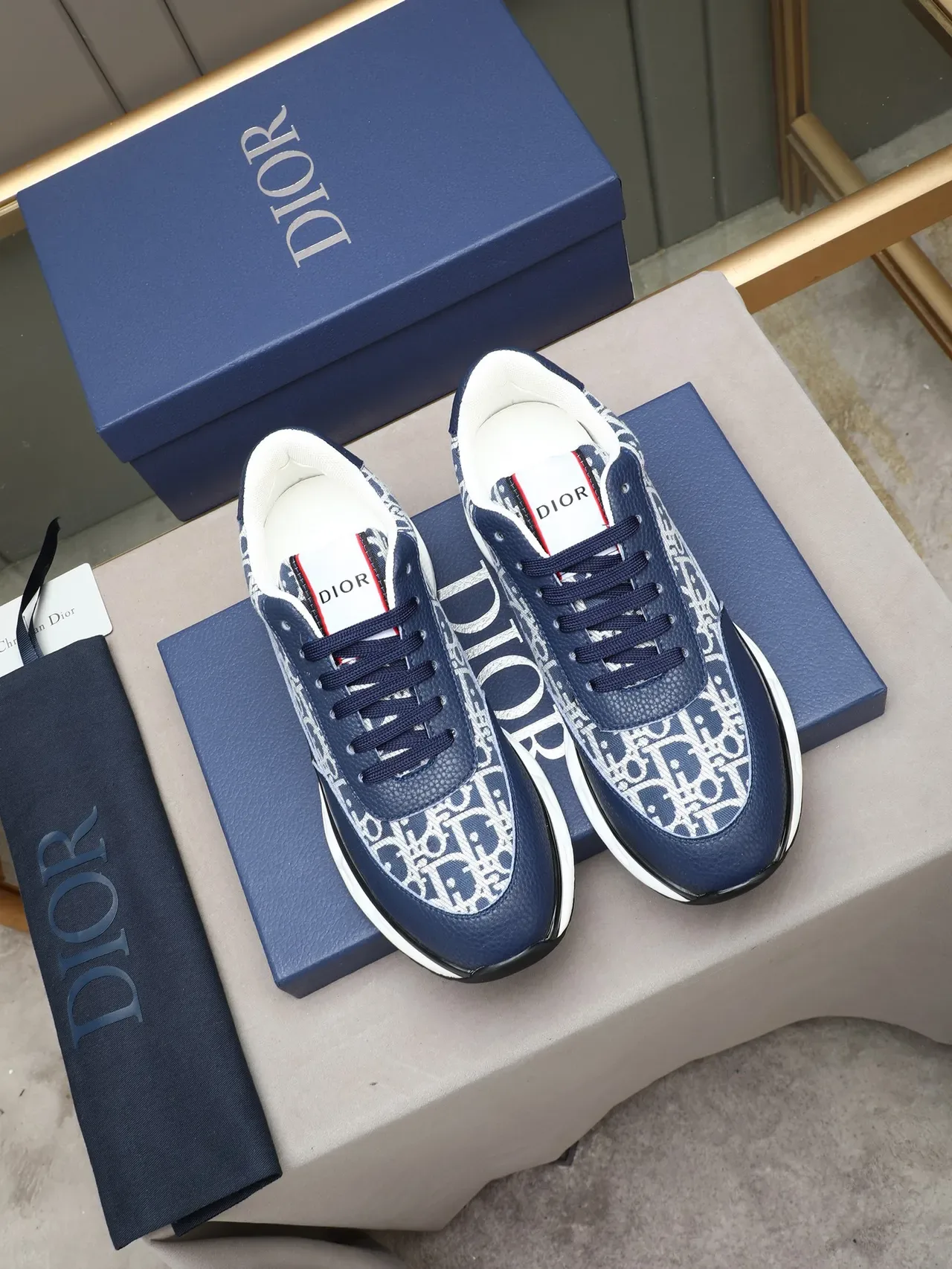 Dior B23 Navy Oblique Monogram Lifestyle Sneakers 2