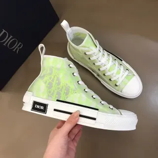Dior B23 Neon Lime Green Transparent Oblique Monogram Lifestyle Sneakers