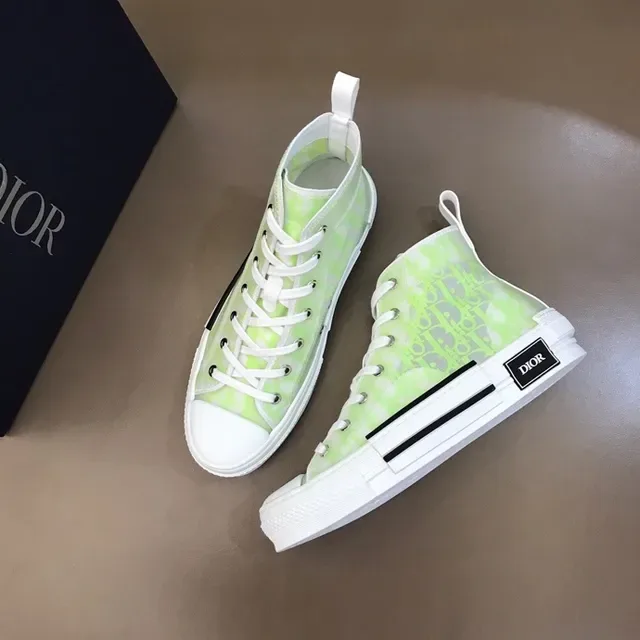 Dior B23 Neon Lime Green Transparent Oblique Monogram Lifestyle Sneakers 4