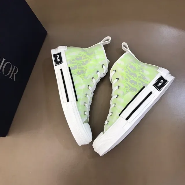 Dior B23 Neon Lime Green Transparent Oblique Monogram Lifestyle Sneakers 6