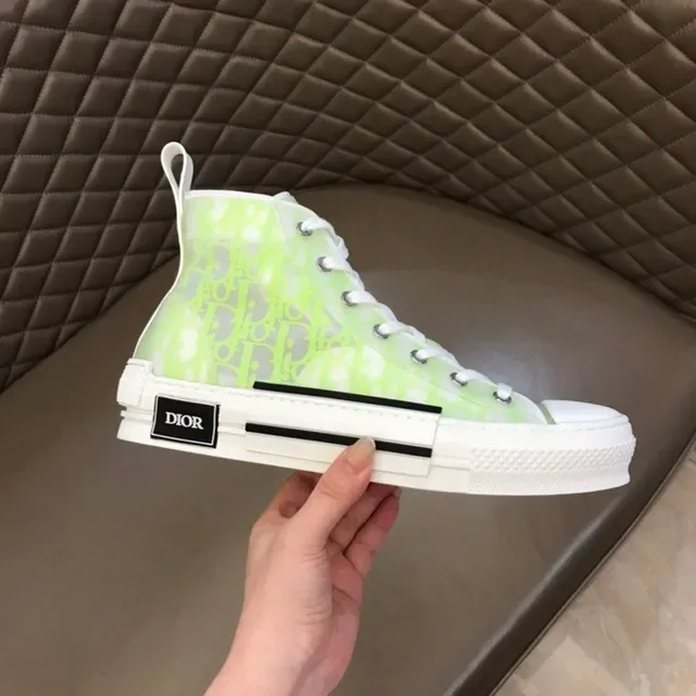 Dior B23 Neon Lime Green Transparent Oblique Monogram Lifestyle Sneakers 8