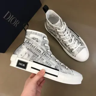 Dior B23 Newspaper-Print White Lifestyle Sneakers