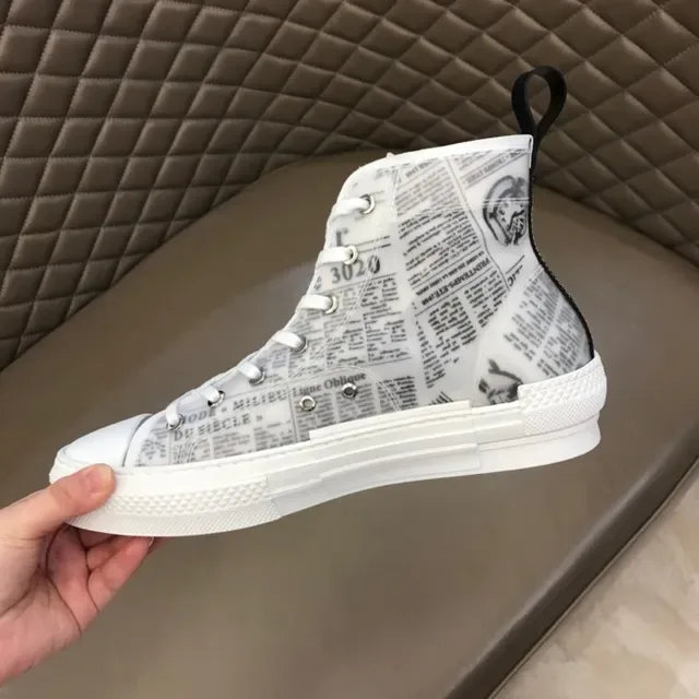 Dior B23 Newspaper-Print White Lifestyle Sneakers 2