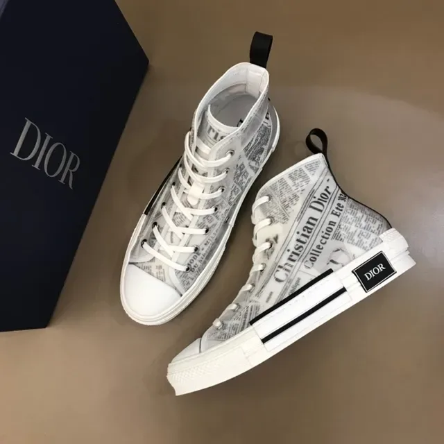 Dior B23 Newspaper-Print White Lifestyle Sneakers 4