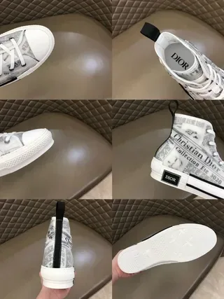 Dior B23 Newspaper-Print White Lifestyle Sneakers 5