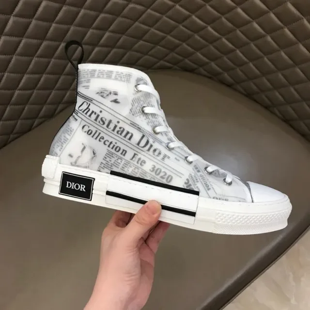 Dior B23 Newspaper-Print White Lifestyle Sneakers 6