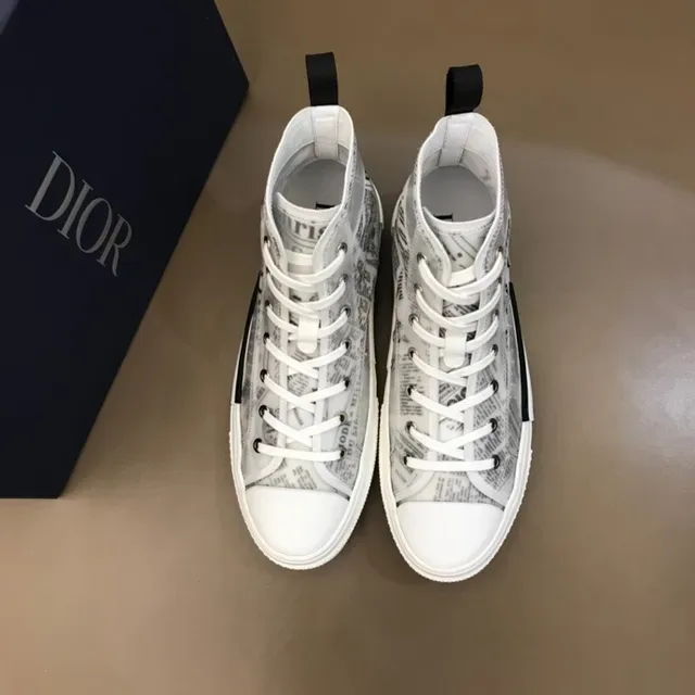 Dior B23 Newspaper-Print White Lifestyle Sneakers 7