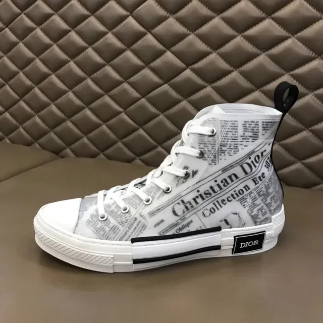 Dior B23 Newspaper-Print White Lifestyle Sneakers 8