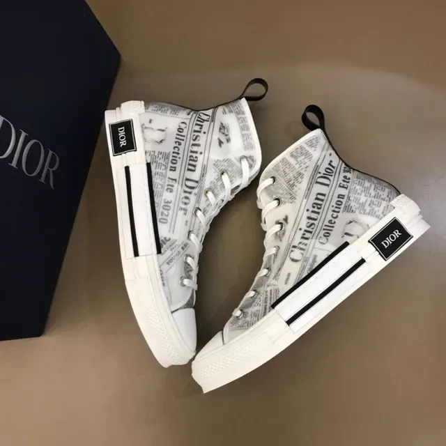 Dior B23 Newspaper-Print White Lifestyle Sneakers 9
