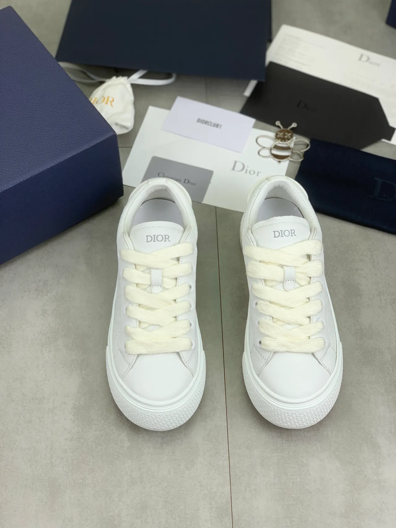 Dior B23 White Embossed Monogram Lifestyle Sneakers 4