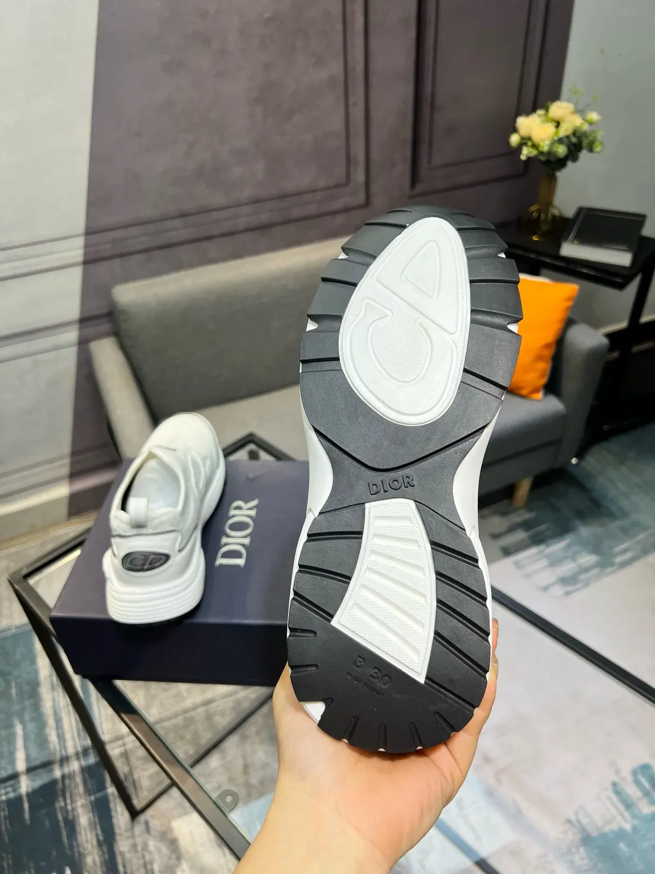 Dior B23 White Knit Slip-On Lifestyle Sneakers 3