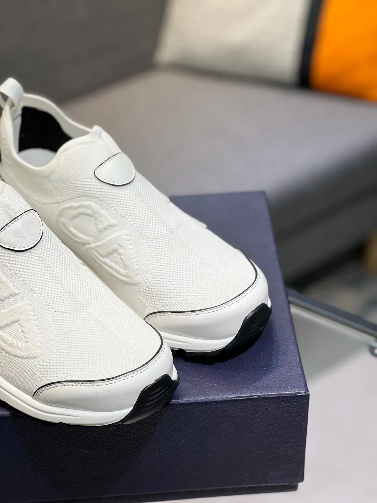 Dior B23 White Knit Slip-On Lifestyle Sneakers 4