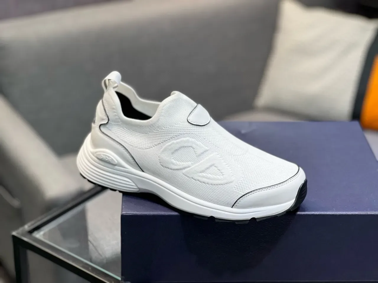 Dior B23 White Knit Slip-On Lifestyle Sneakers 5