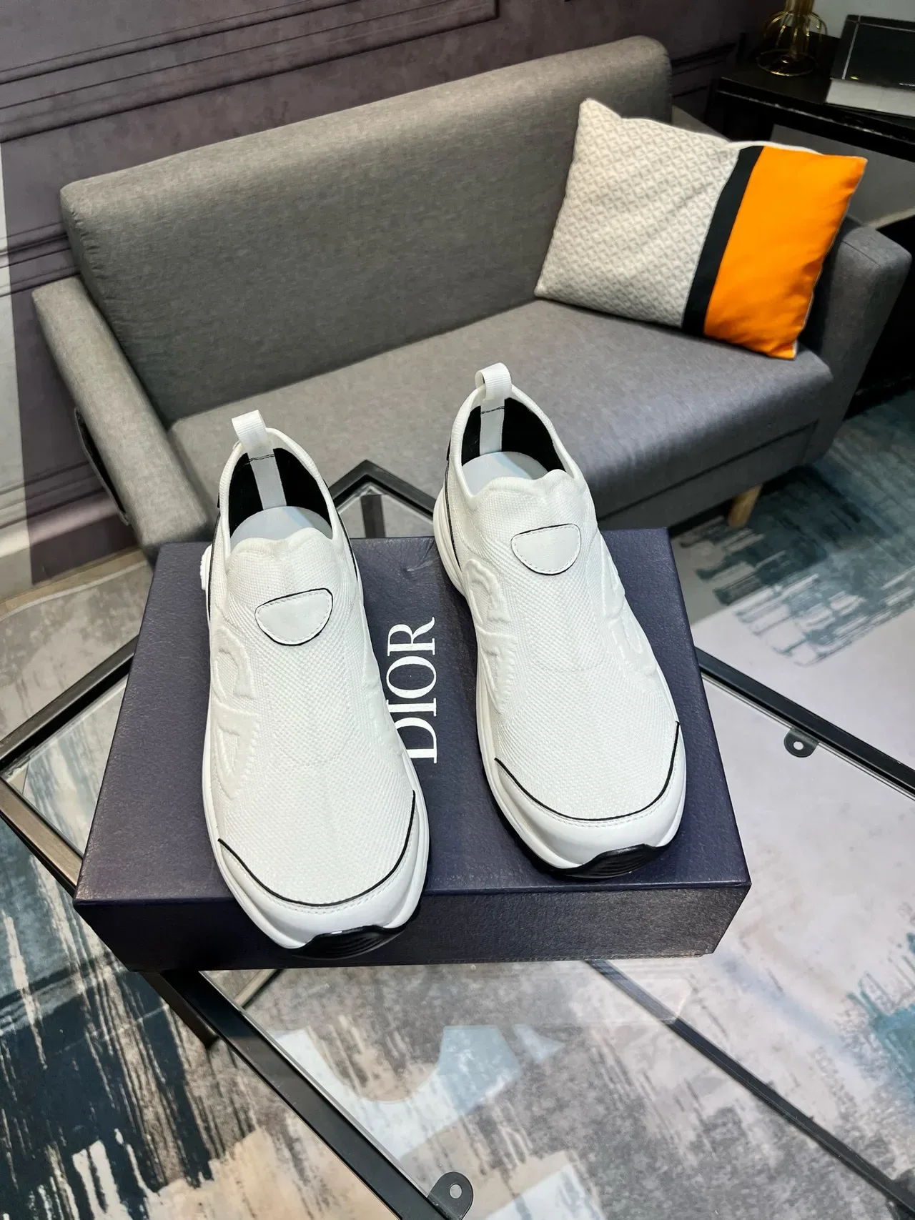 Dior B23 White Knit Slip-On Lifestyle Sneakers 6