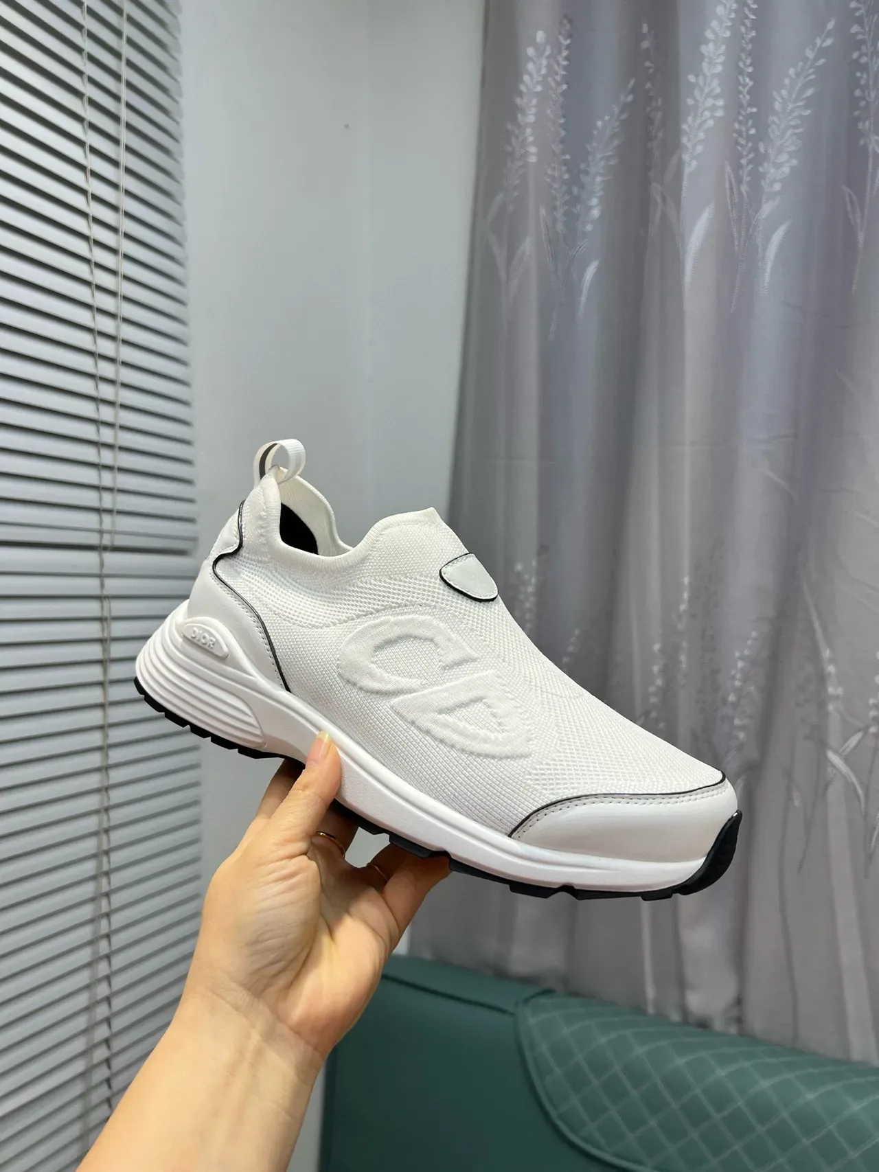 Dior B23 White Knit Slip-On Lifestyle Sneakers 7