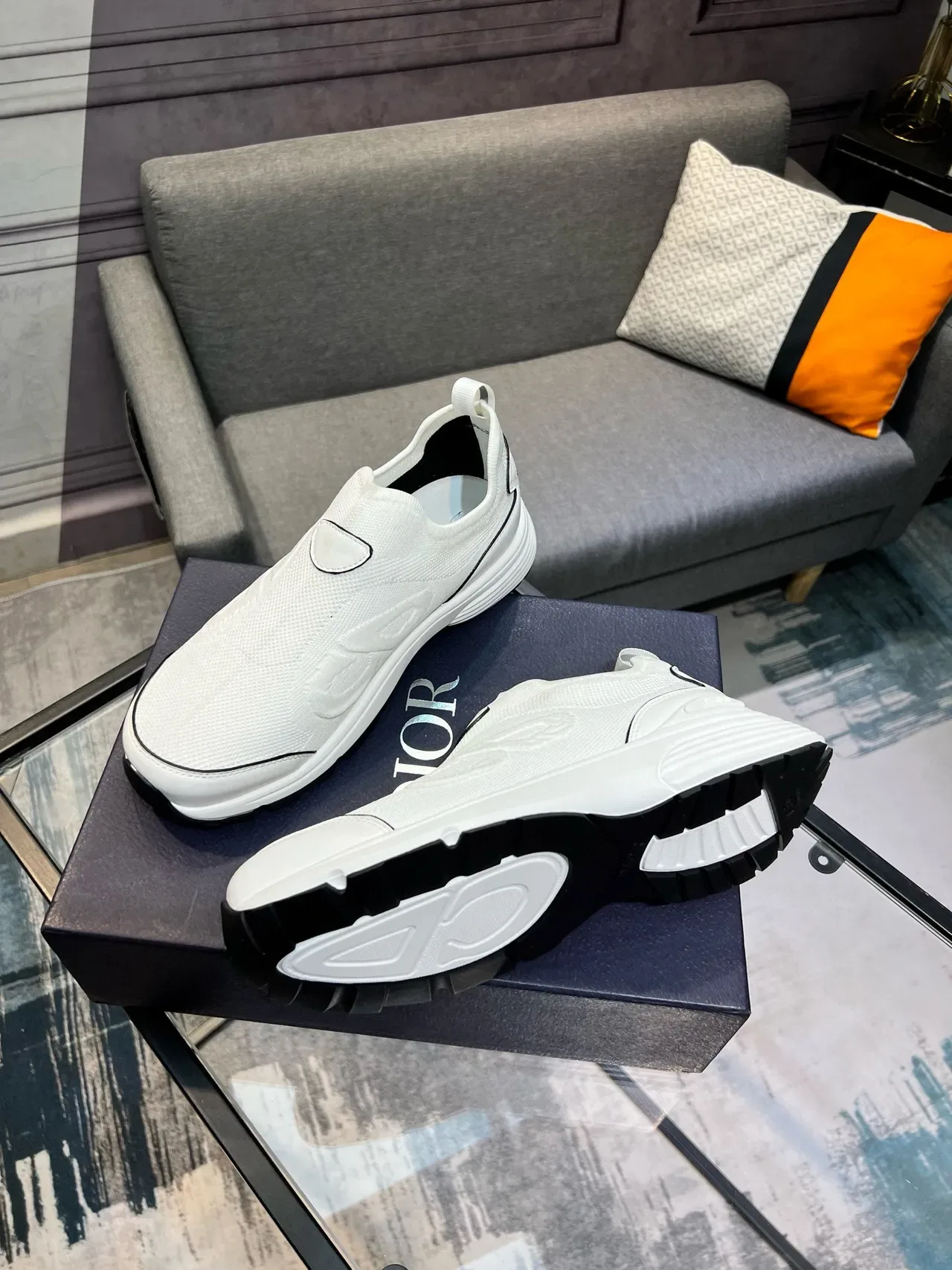Dior B23 White Knit Slip-On Lifestyle Sneakers 8