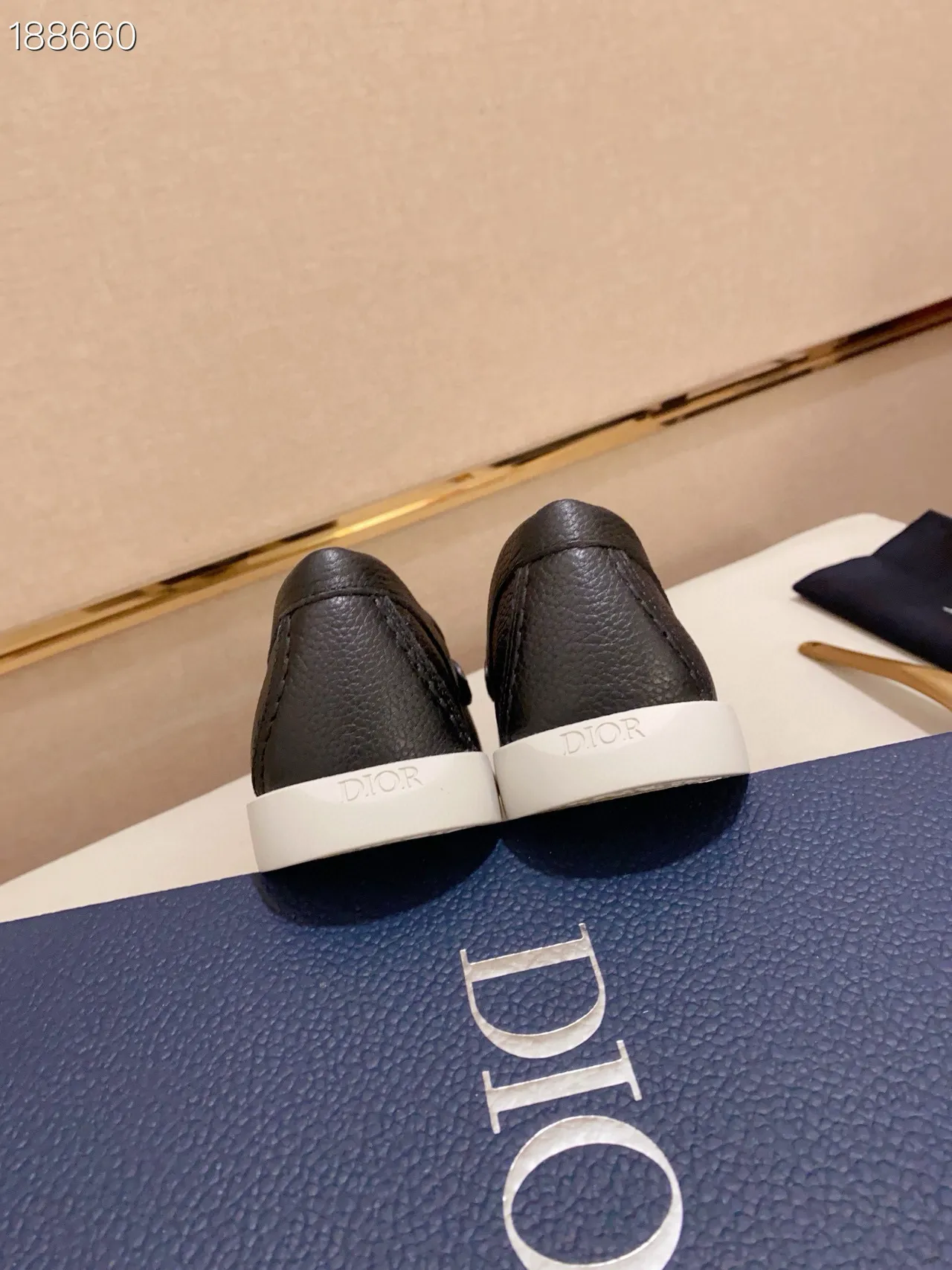 Dior B27 Black White Pebbled Leather CD Buckle Strap Loafer 2