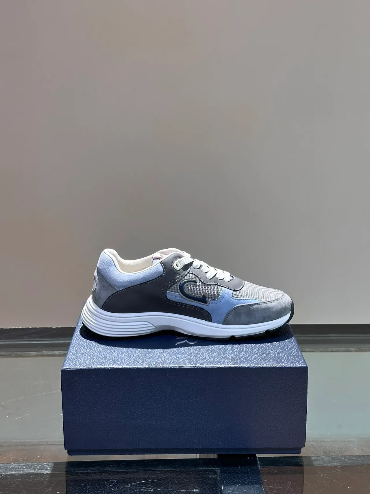 Dior B27 Multi-Panel Light Blue and Gray Chunky Sneakers 4