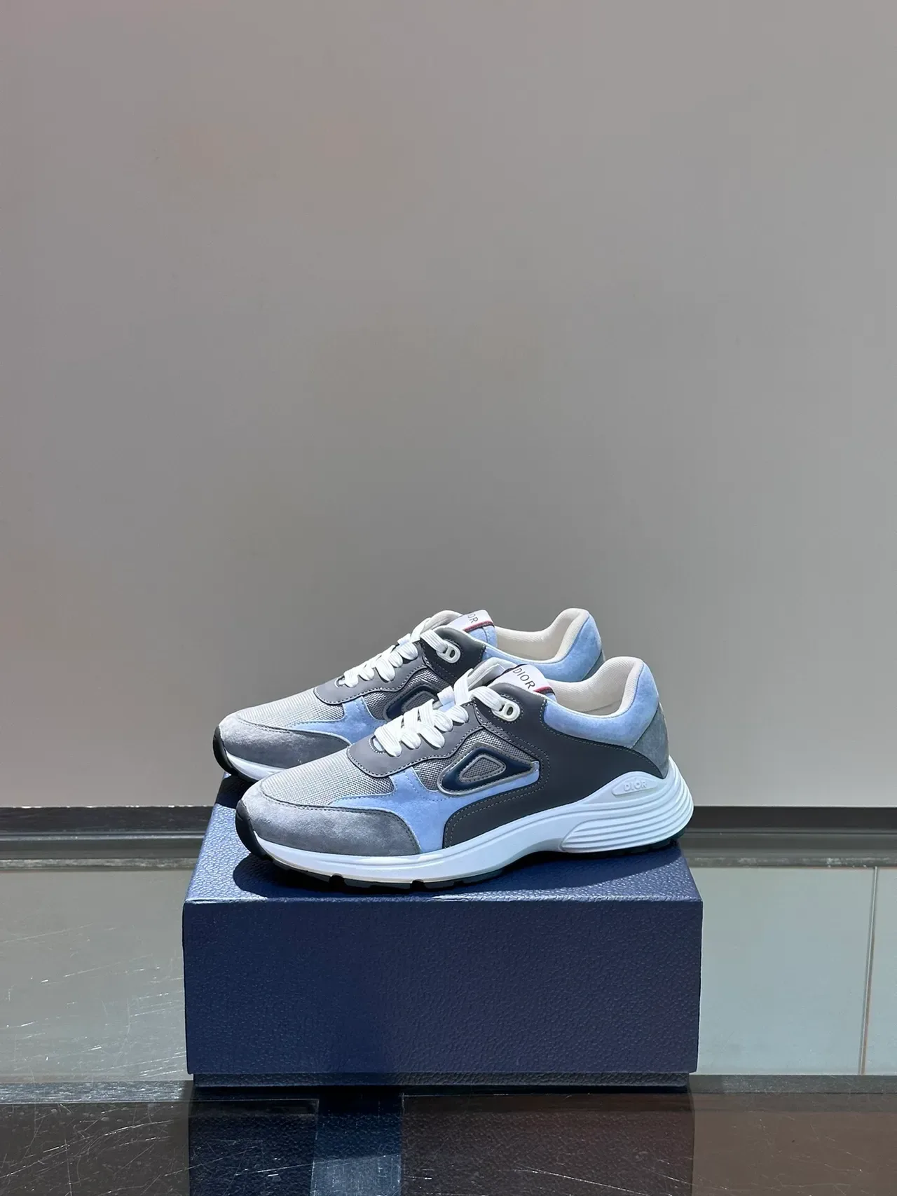 Dior B27 Multi-Panel Light Blue and Gray Chunky Sneakers 5