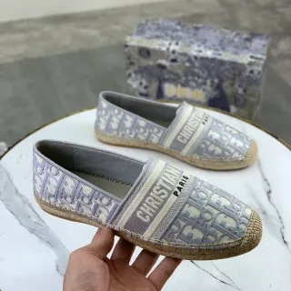 Dior B27 Oblique Jacquard Gray Beige Espadrille Boat Shoes
