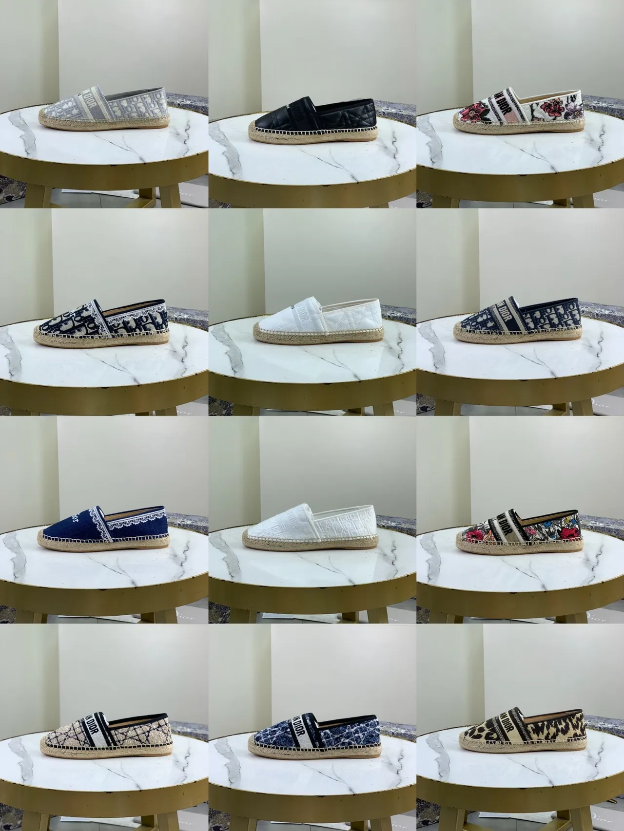 Dior B27 Oblique Jacquard Gray Beige Espadrille Boat Shoes 2