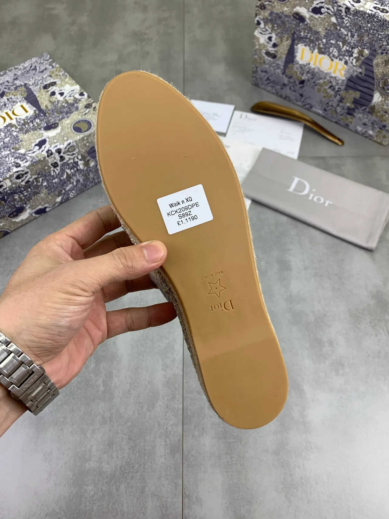 Dior B27 Oblique Jacquard Gray Beige Espadrille Boat Shoes 3
