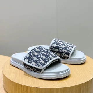 Dior B27 Slide Navy and Beige Oblique Monogram Slippers