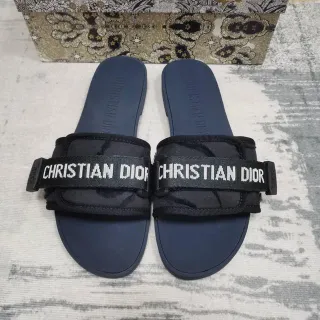 Dior B27 Slide Navy and Black Logo Strap Slippers