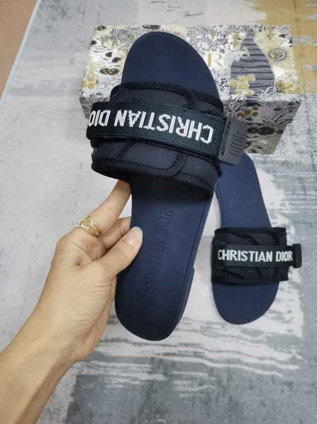 Dior B27 Slide Navy and Black Logo Strap Slippers 3