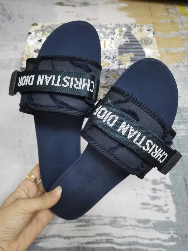 Dior B27 Slide Navy and Black Logo Strap Slippers 4