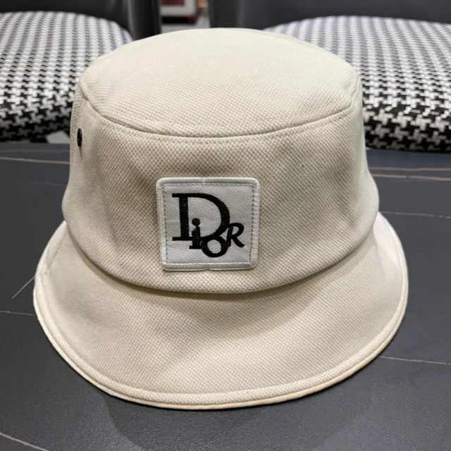 Dior Beige Black Structured Fabric Contrasting Interior Bucket Hat 3