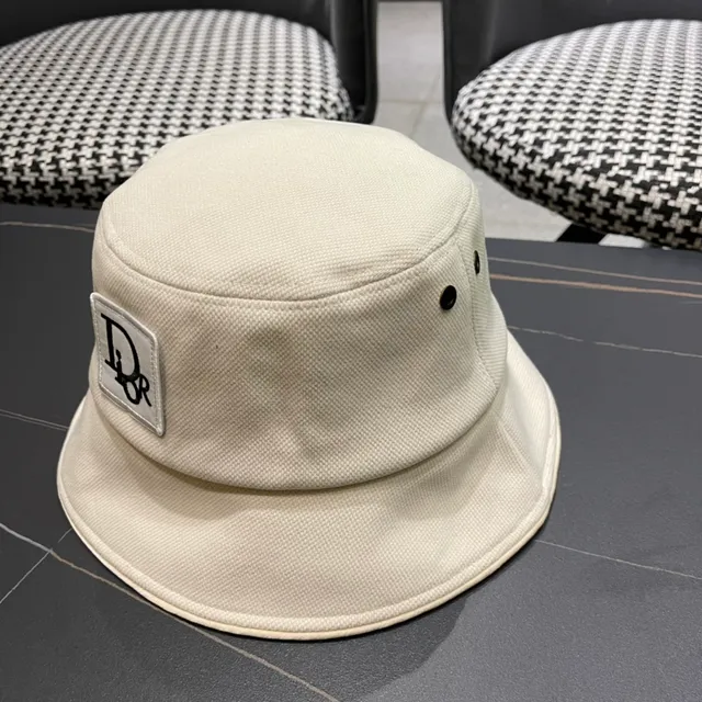 Dior Beige Black Structured Fabric Contrasting Interior Bucket Hat 4
