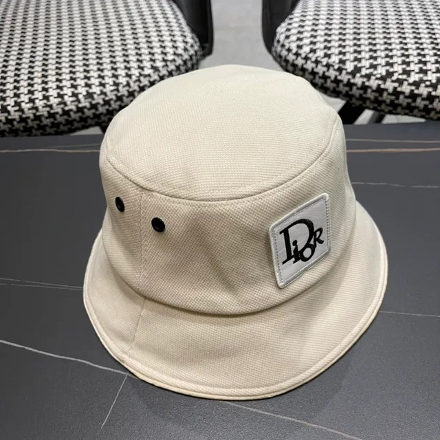 Dior Beige Black Structured Fabric Contrasting Interior Bucket Hat 5