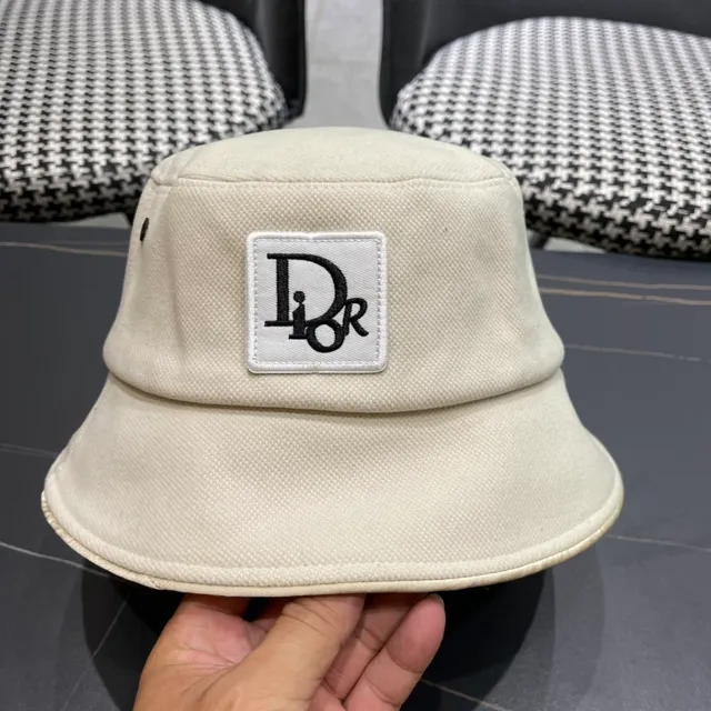 Dior Beige Black Structured Fabric Contrasting Interior Bucket Hat 7